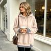 Women's Casual Long Sleeve Sweatshirt with Striped and Plaid Patchwork, Loose Fit, Two-Piece Look