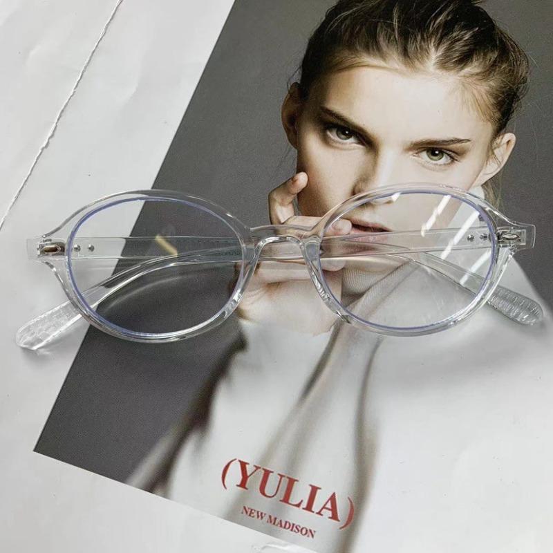 Leopard Framed Myopia Glasses Oval Anti Blue Light Glasses Metal Hinge Connection for Sweet Cool Girl Decorative Glasses