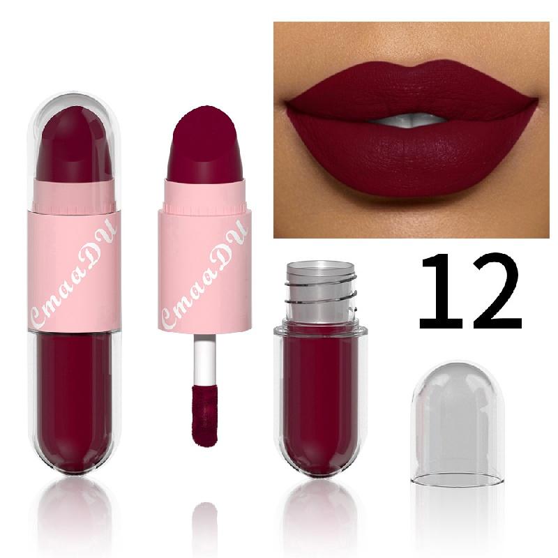 Double Head Matte Lipstick Lip Gloss Red Lipstick Waterproof Long Lasting For Halloween Masquerade COSPLAY Party Makeup Valentine's Day Gifts