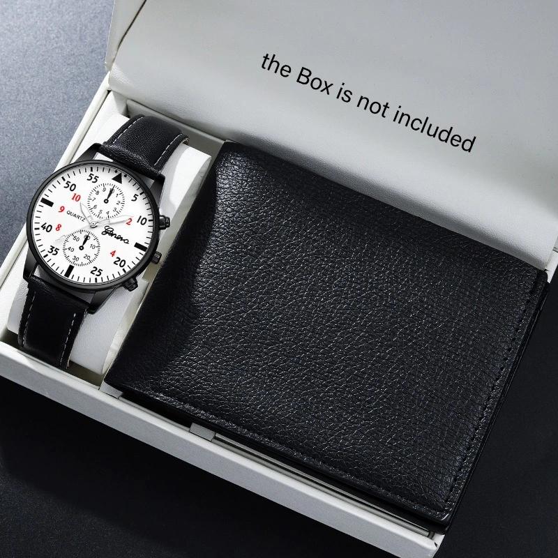 

2 шт./набор, мужские модные повседневные деловые кварцевые наручные часы и мужской кошелек, лучшие подарки для него