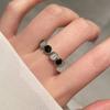 Open Fashionforward Adjustable Cat Eye Stone Ring For Women In Black And White