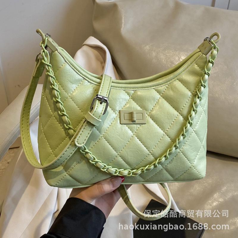 Spring and Summer Popular Bags Women's 2025 New Diamond Chain Messenger Bag Fashion Commuter Shoulder Armpit Bag