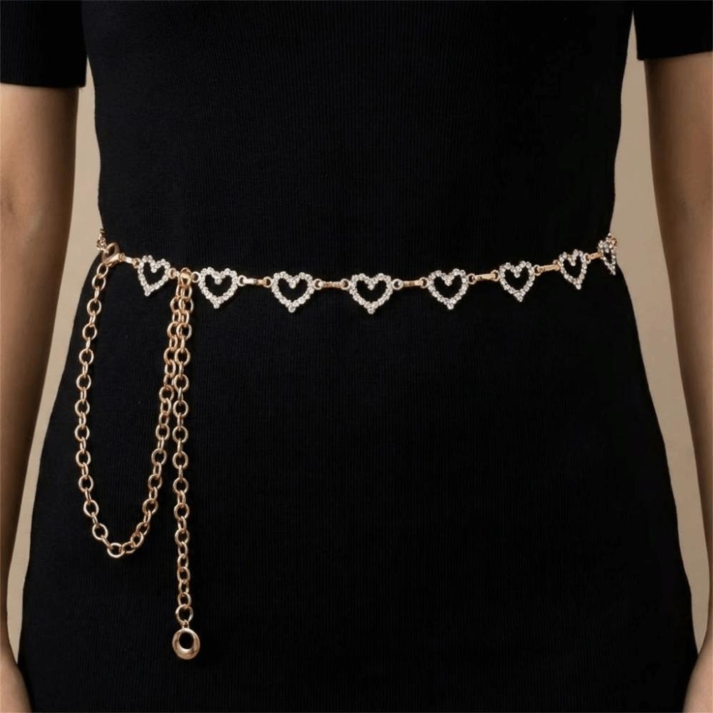 Tassel Heart Waist Chain Rhinestone Bikini Belly Chain Adjustable Body Jewelry  Dresses