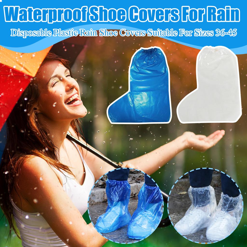 10PC Waterproof Shoe Covers For Rain - Disposable Plastic Rain Shoe Covers Suitable For Sizes 36-45