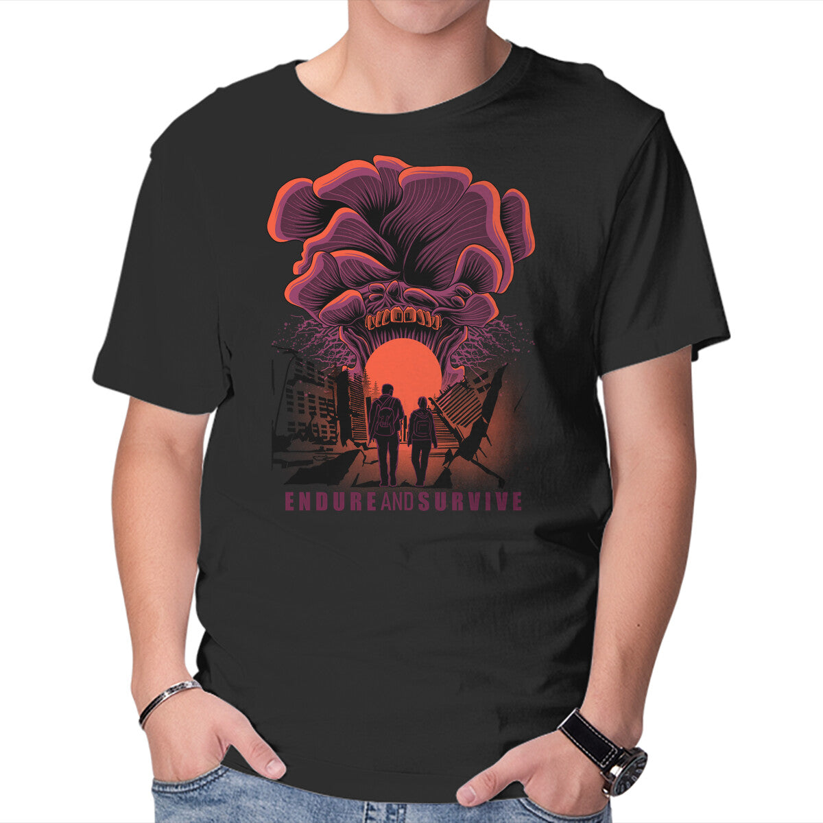 Unisex Crew Neck T-Shirt We Have To Endure And Survive Graphic Short Sleeve Casual Tee XL