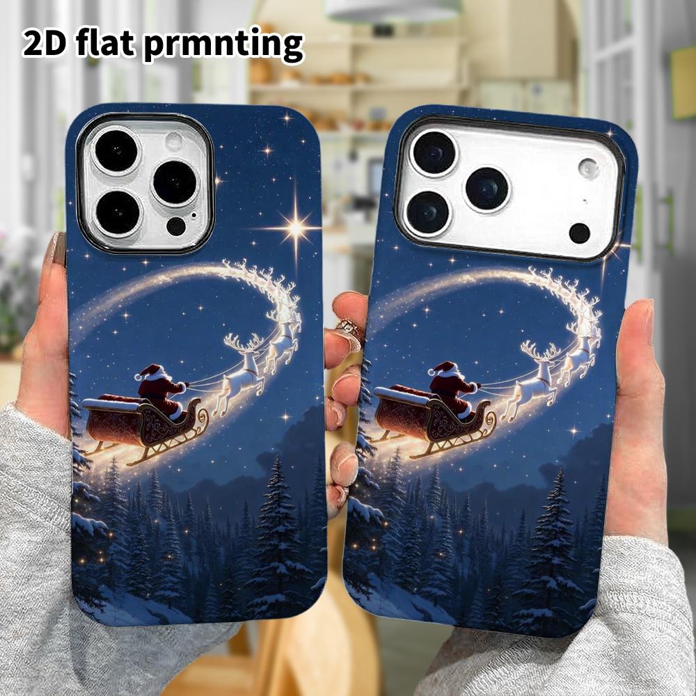 Phone Case: 2D Flat Design Suitable for iPhone 18, 17, 16, 15, 14, 13 Pro Film Protective Case, Couple Style, Night Sky Dash, Christmas and Halloween