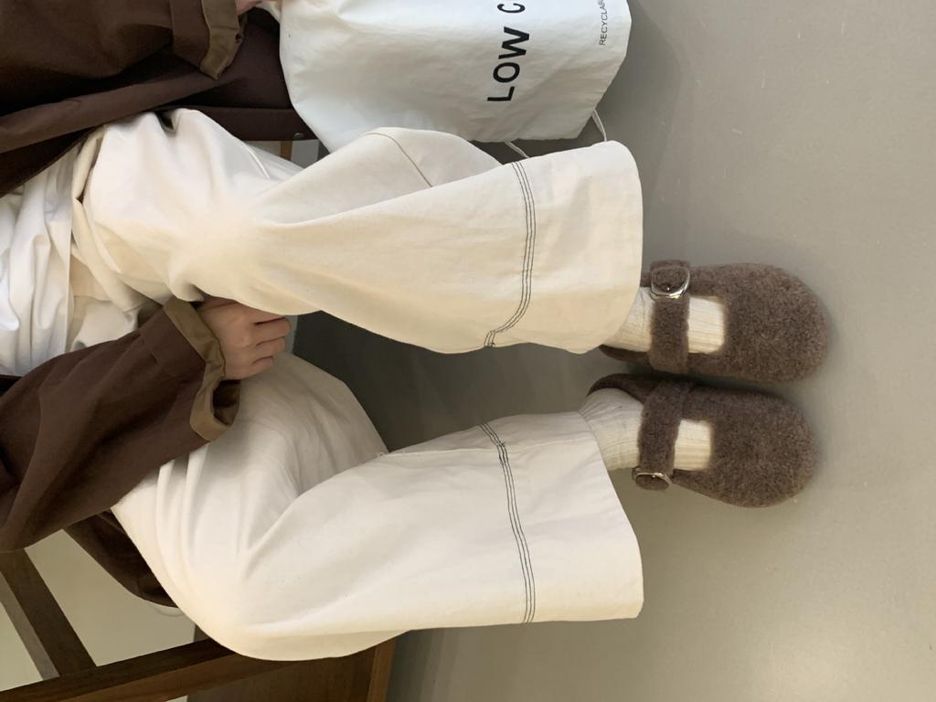 2025 winter new half-mop fluffy shoes for women's outer wear, inner heightening bag head, velvet warm buckle slippers for women