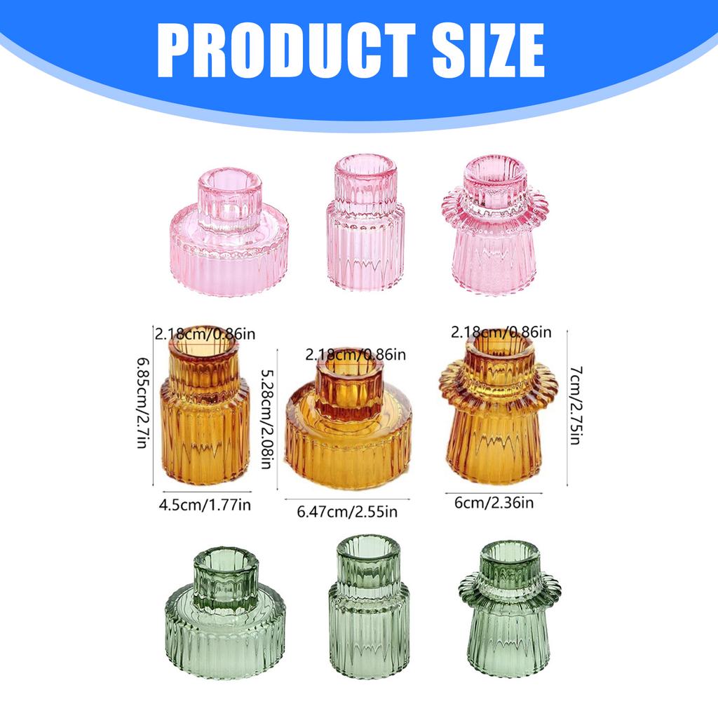 Glass Taper Candle Holders Clear Small Candlestick Holders Candleholder Centerpieces for Dining Table Fireplaces Decors