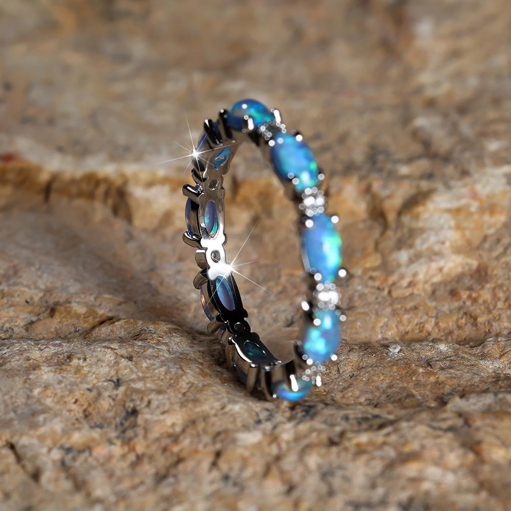 Platin Herz Voll Diamant Opal Ring