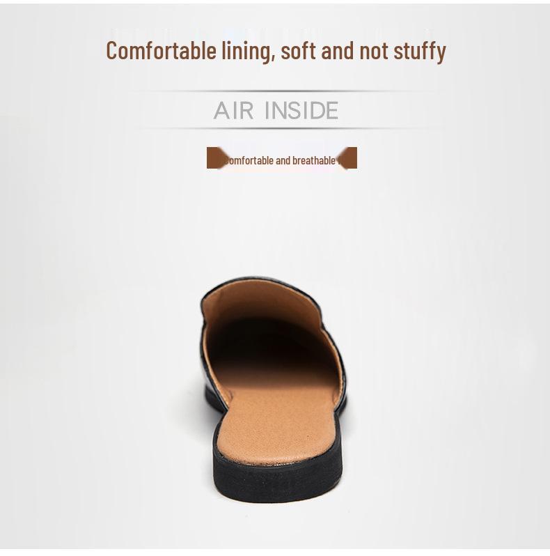 Men's Trendy Korean Slip-on Sandals: British-Style Backless Leather Shoes