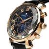 Salvatore Mara Wristwatch Multi-faceted Cut Glass Chronograph Leather Strap Gradient Mens Green Blue Black SM19104-PGBLBK