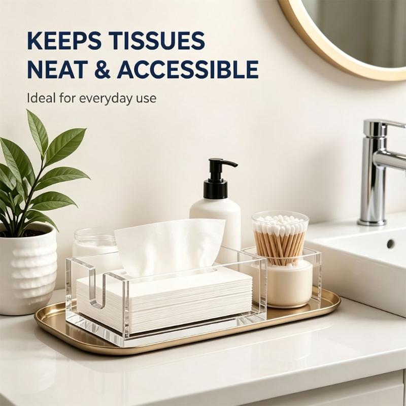 Tabletop Napkin Holder in Clear Acrylic with Visible Storage, Wipe-Clean Care, and Open Access for Kitchens, Bars, Hotels, and Cafes