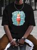 Gelato Italian Ice Cream Cone Graphic Mens Casual Cotton TShirt Summer Short Sleeve Round Neck Tee
