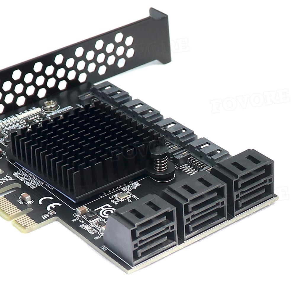 Chi a Mining Riser 10 Port PCIE SATA Card PCI Express SATA Controller PCIE to SATA 3 Expansion Card PCI E X1 SATA3 6Gbps ASM1166