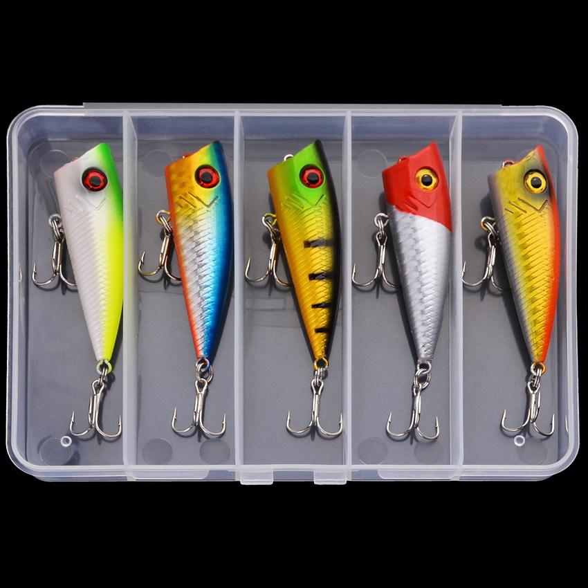 Wave-Popping Popper Lure Stainless Steel 6g 63cm Surface Freshwater Snakehead Black Fish Bass Artificial Hard Bait Hooks Set