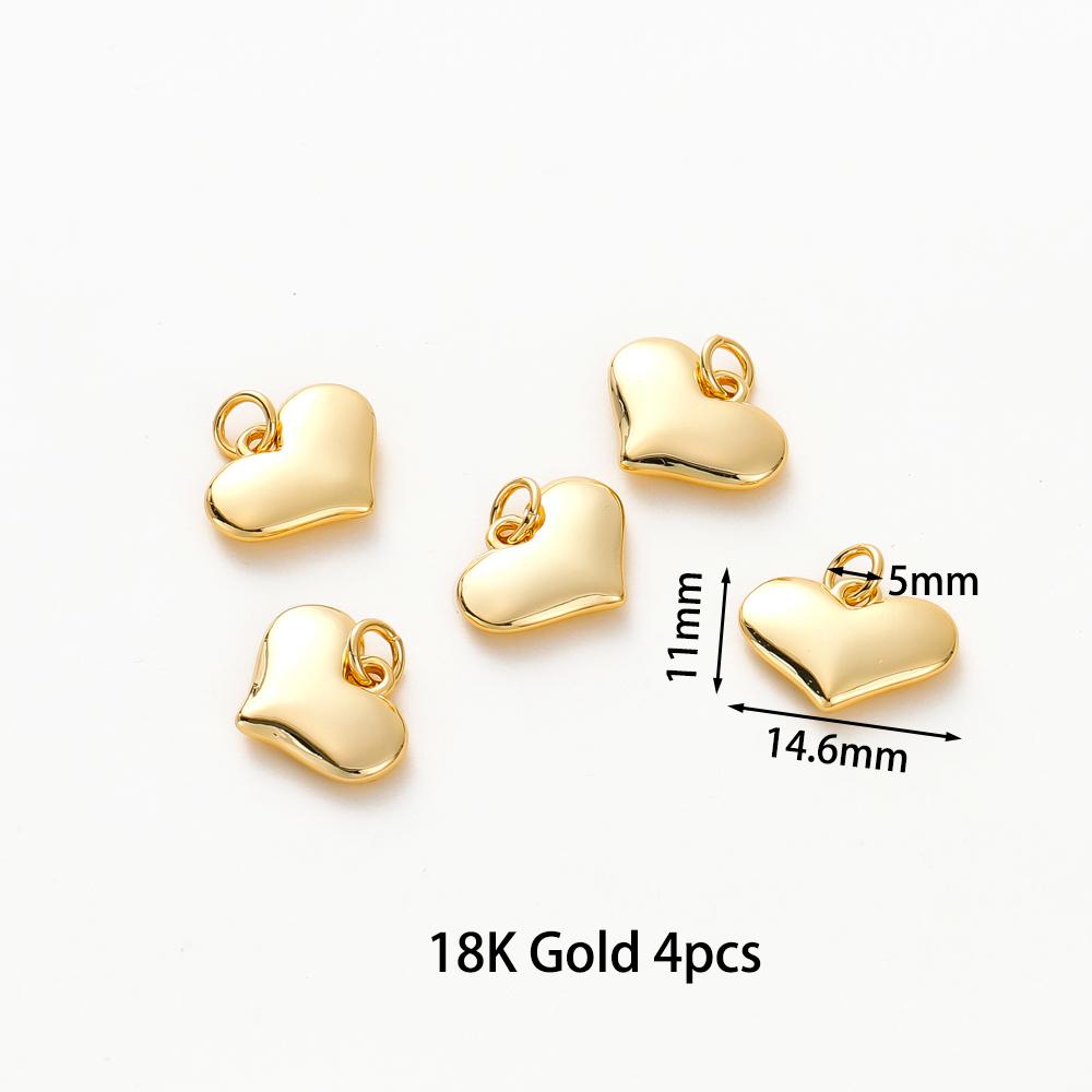 4Pcslot 14K 18K Gold Plated Heart Charm With Jump Ring Necklace Making Supplies Solid Love Pendant For Diy Jewelry Accessories