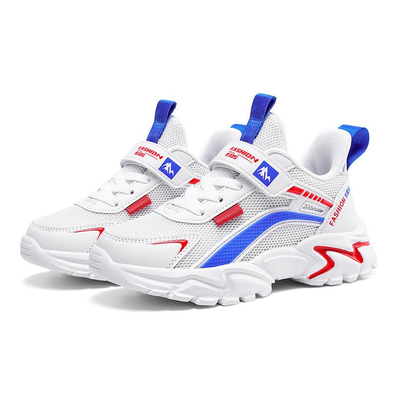 Middle-aged and older children's white breathable sneakers, little white shoes, primary school students' new boys' shoes, boys' autumn children's net