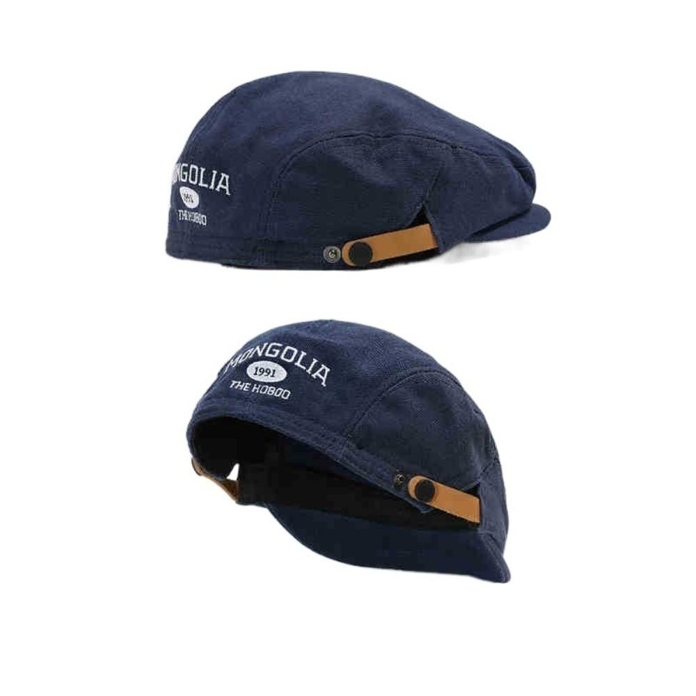 Cotton Letter Embroidery Beret Flat Newsboy Cap Fashion Forward Hat  Spicy Girls