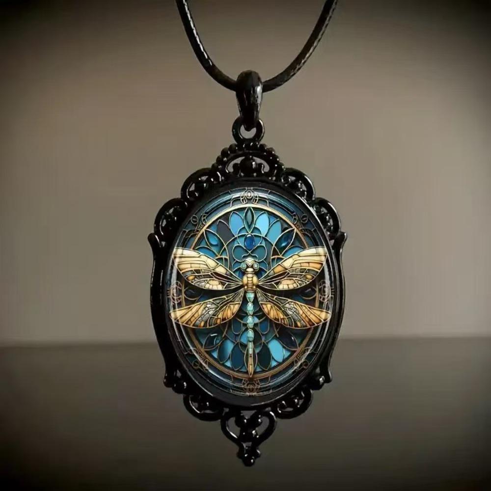 Vintage Gothic Glass Pendant Necklace Sun Moon Style Charm Necklace  Jewelry Accessories
