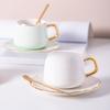 European Coffee Cup Saucer Set Hand Painted Golden Flower Tea Cup Light Luxury Afternoon Tea Cup Ceramic Cup Gift