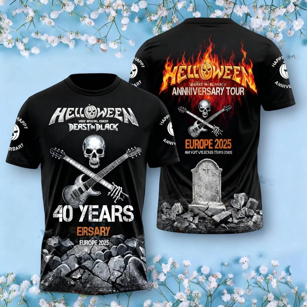 Novelty Rock Halloween Band 3D Print T-shirt Men Women Fashion Trend O-Neck Short Sleeve Tops Tees Plus Size Tshirt Men Clothing