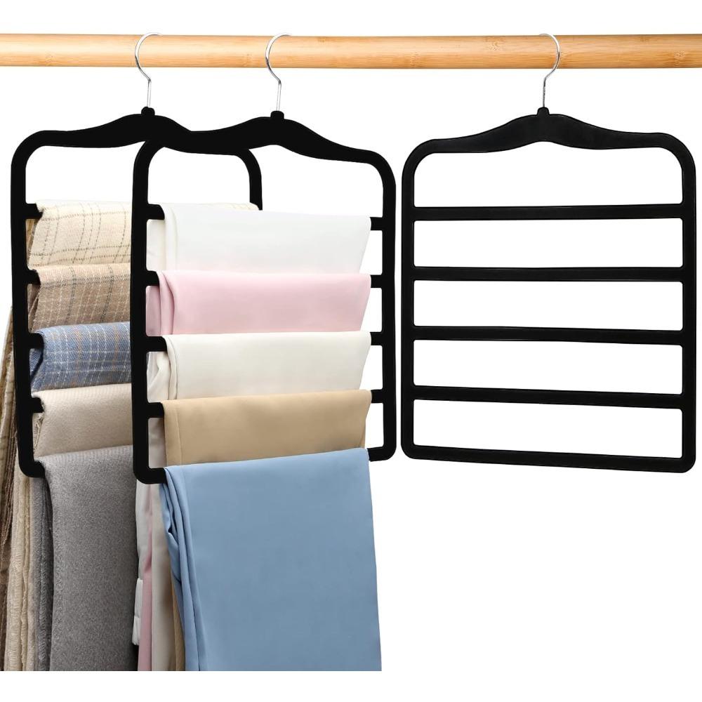 Closet Organizers and Storage,5 Pack Organization and Storage Pants-Hangers-Space-Saving,Velvet Hanger for Dorm Room for College Students