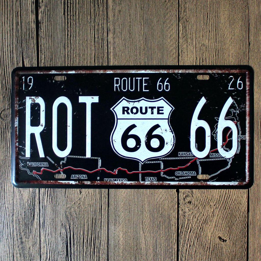 Route 66 Tin Sign for Home, Bedroom, or Bar Decor