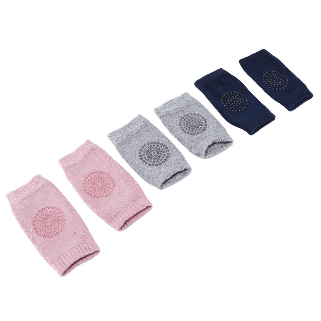 3 Perechi Genunchiere Bebe Bumbac Pieptănat Unisex Sugari Târâre Anti Alunecare Protecții GenunchiGenunchieră