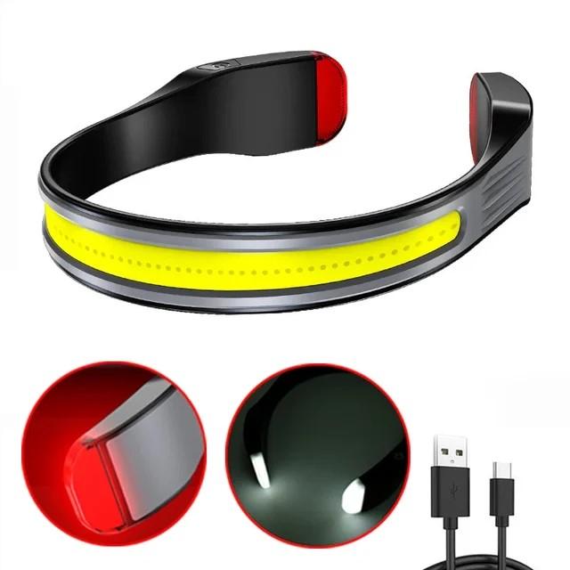 COB Headlamp Rechargeable LED Flashlight Lightweight Waterproof Neck Headlamp for Outdoor Camping Running Illumination