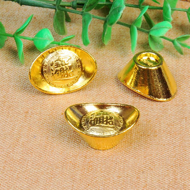 Ingot Gold Chinese Yuan Bao Wealth Golden Statue Ingots Decor Ornament Decorative Year New Bar Lucky Money Prosperity Figur