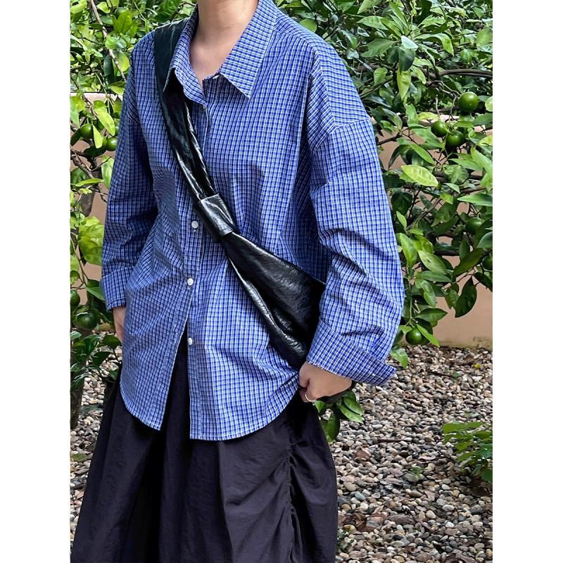 Womens Oversized Cotton Plaid Shirt Jacket 2025 Casual Long Sleeve Button-Up Top