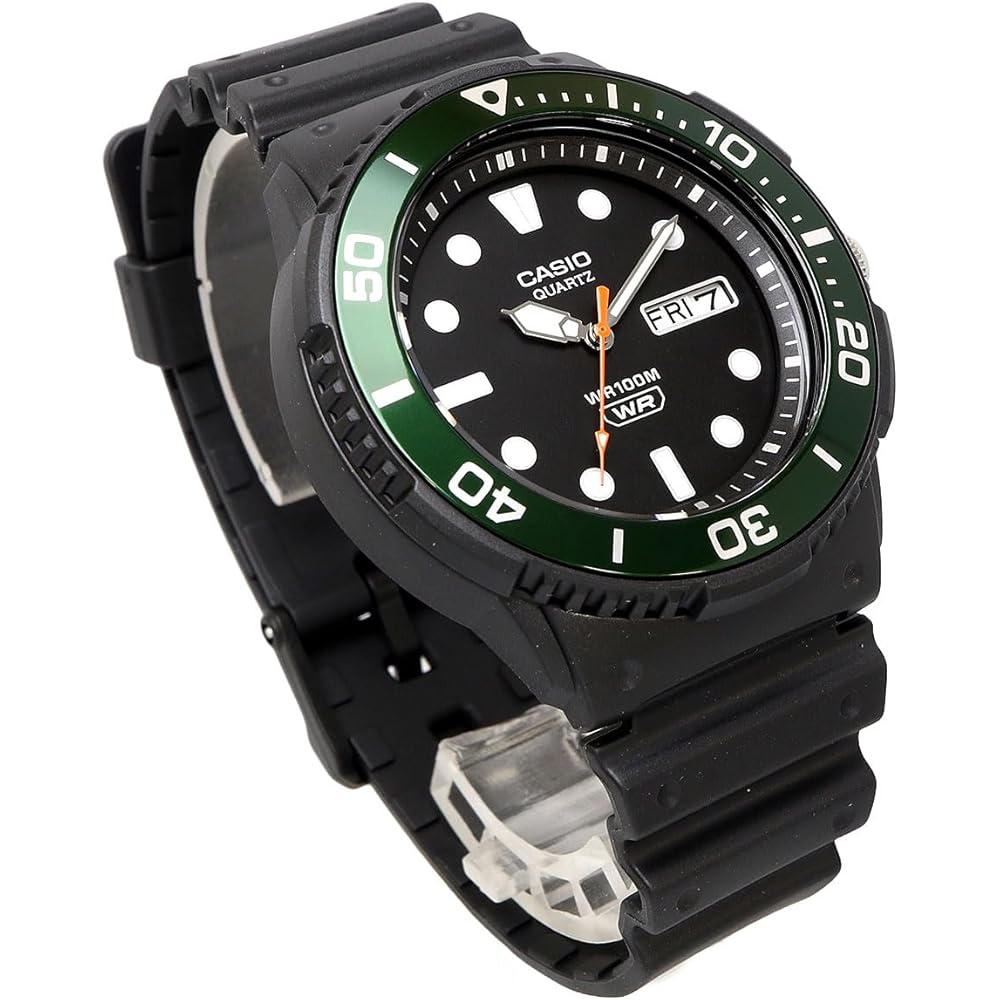 Casio Standard MRW-230H-1E3V Quartz Men's Watch Black Green Bezel International Model