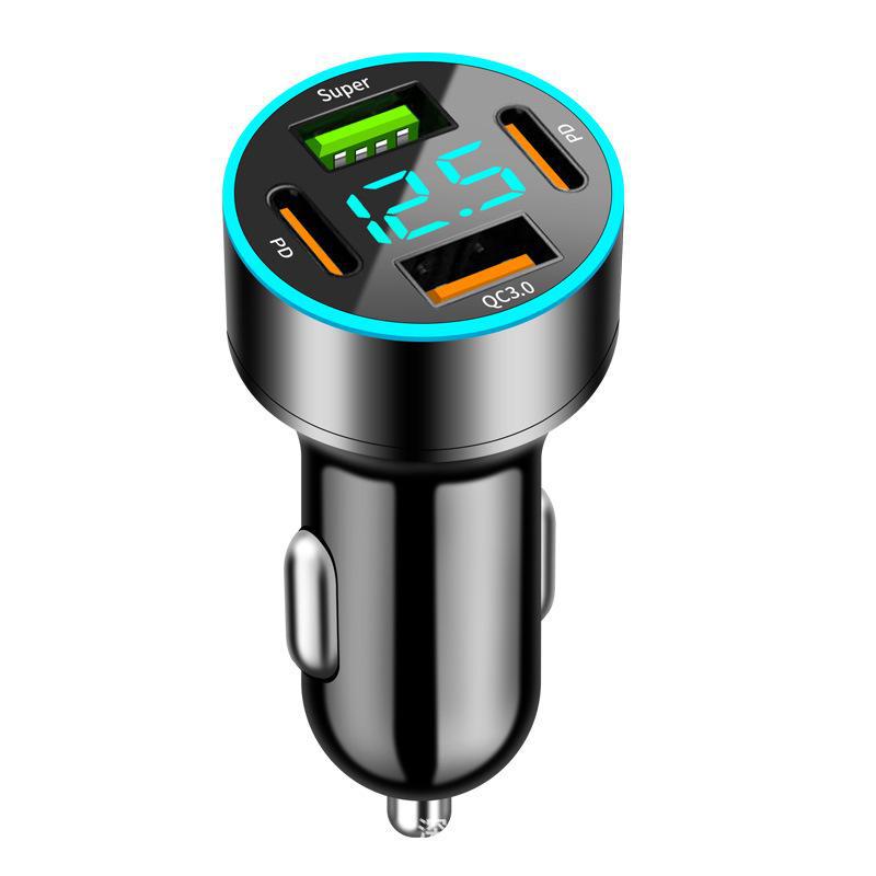 66W Multi-Port USB Car Charger with Fast Charging Digital Display