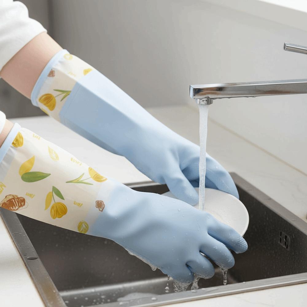 Waterproof Washing Gloves Thick Velvet Dish Washing Gloves Kitchen Gloves  Daily Use