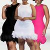 K2767 Slim Fit Casual Feather Hip-Hugging Vest Dress