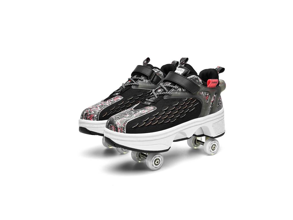 Transformable Dual-Use Roller Skates: 4-Wheel To Inline, Ice, & Walking Shoes