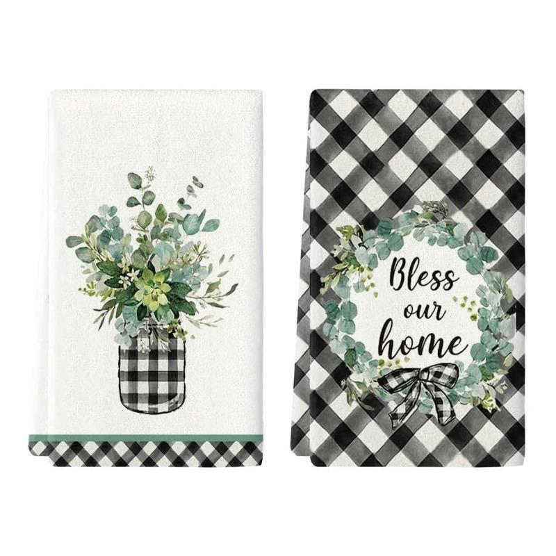 2 Stück Küchentücher, Handtuchsets, Super saugfähige weiche Reinigungstücher, Küchen Dekoration, Küchenutensilien, Haushaltsutensilien, Reinigungstücher