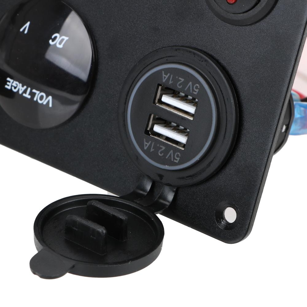 12V 24V 5 Button LED Switch Panel Light Toggle USB Chargers 3.0 Volt Gauge For Car Marine Boat Truck Trailer Caravan Accessories
