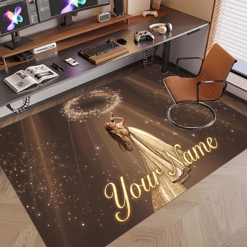 Custom Name Crystal Velvet Rug,Ariana Grande Comfortable Anti Slip Floor Mat For Room Decoration