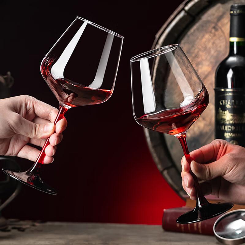 CRISTALGLASS Burgundy Wine Glass Set Large Crystal Glass Red Wine Stemware 460ml 2 Pieces Red Stem