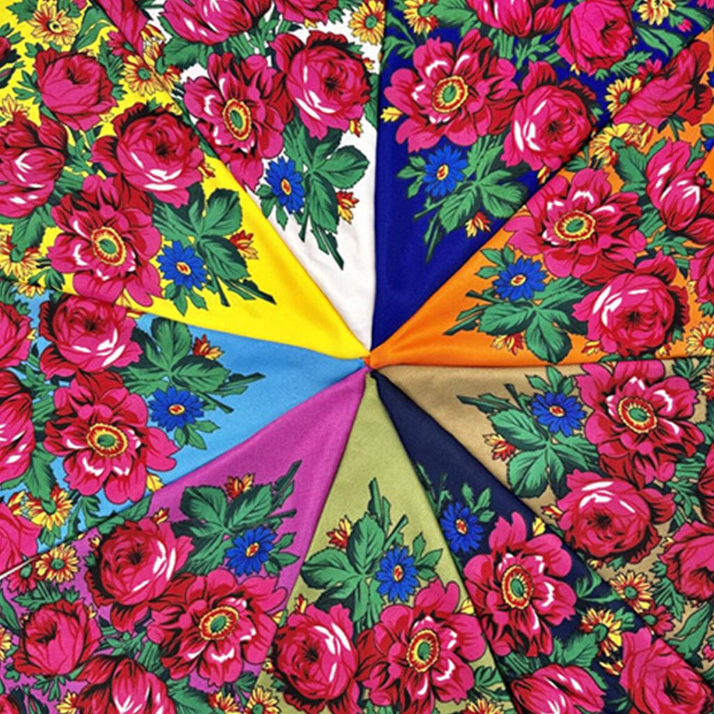 Russian Ethnic Flower Print Headscarf for Women Fashionable and Comfortable Polyester Bandanas Headwrap for Winter Wear