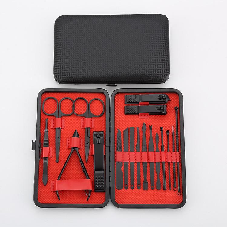 7pcs-24pcs Professional Black Nail Clippers Kit - Ultra Sharp Fingernail and Toenail Cutters for Men and Women - Sturdy Pedicure