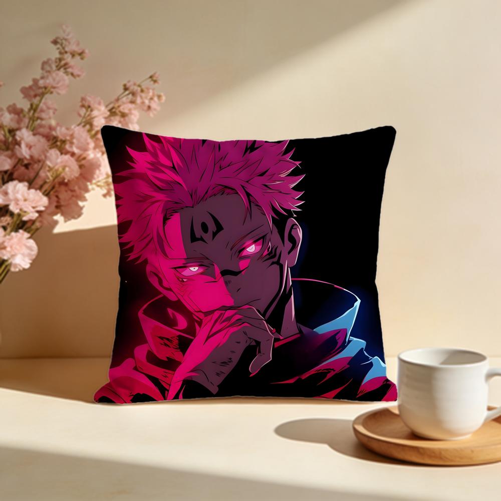 Fashion JJujutsu Kaisenes Cushion Cover Stylish Washable Pillow Cover Ideal for Couch Bedroom Car Decoration