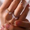 Fashion Crystal Waterdrop Pendant Rings For Women Vintage Gold Color Pull Adjustable Beaded Ring Waterproof Jewelry Gifts