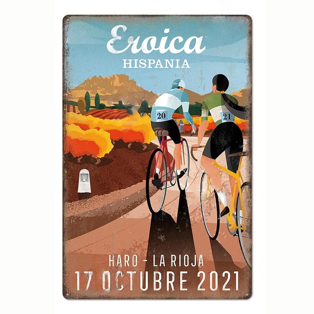 Vintage Bicycle Race Posters Decor Metal Tin Signs Plaque Retro Metal Poster Wall Decorative for Garage Man Cave