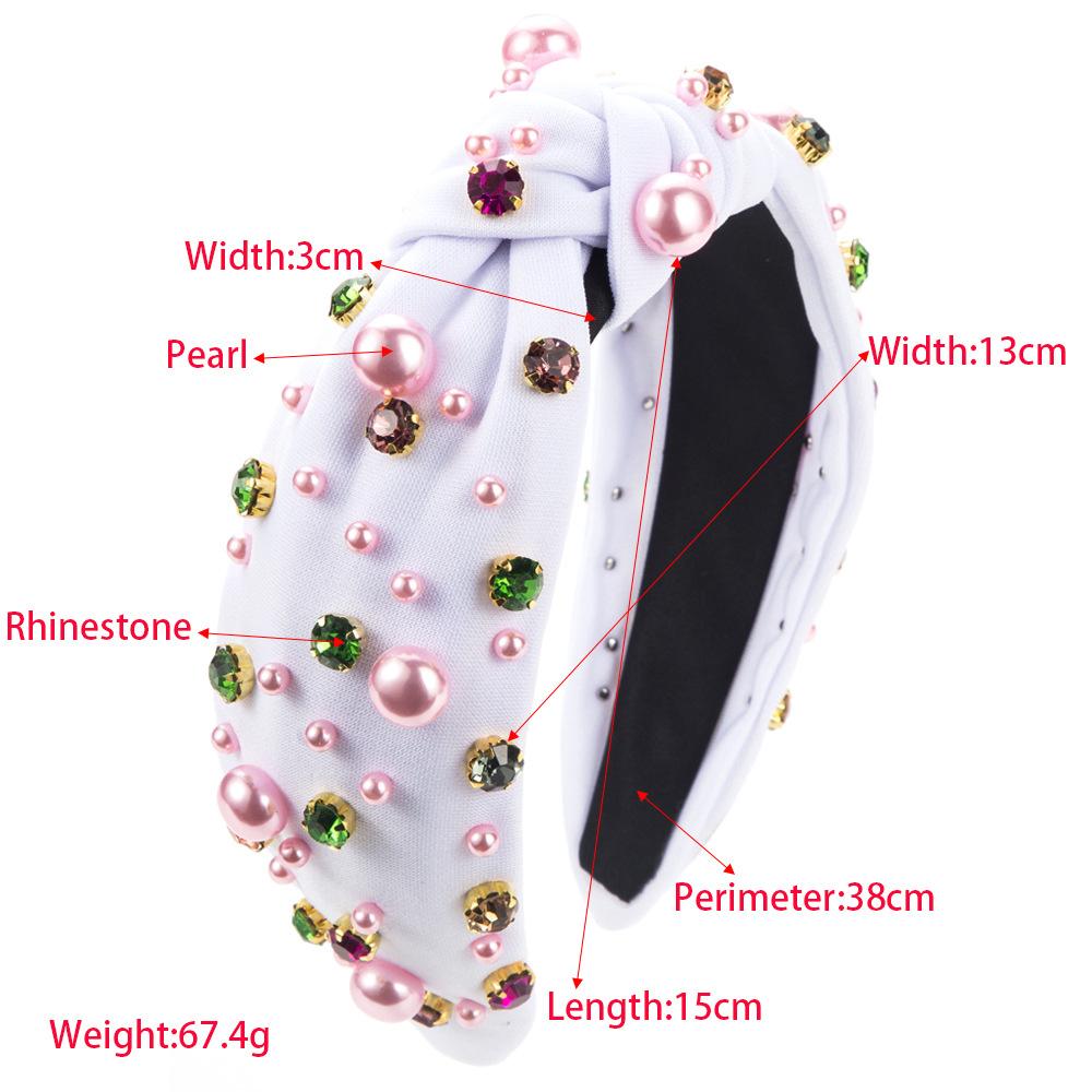 Neues Valentinstags-Stirnband Knoten Perlenstirnband Damen Modetrend Große und Kleine Perlen Haarband Haarschmuck