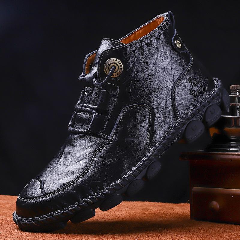 Autumn and winter men's boots large size leather men's 2025 short boots large size men's shoes trendy shoes Martin boots