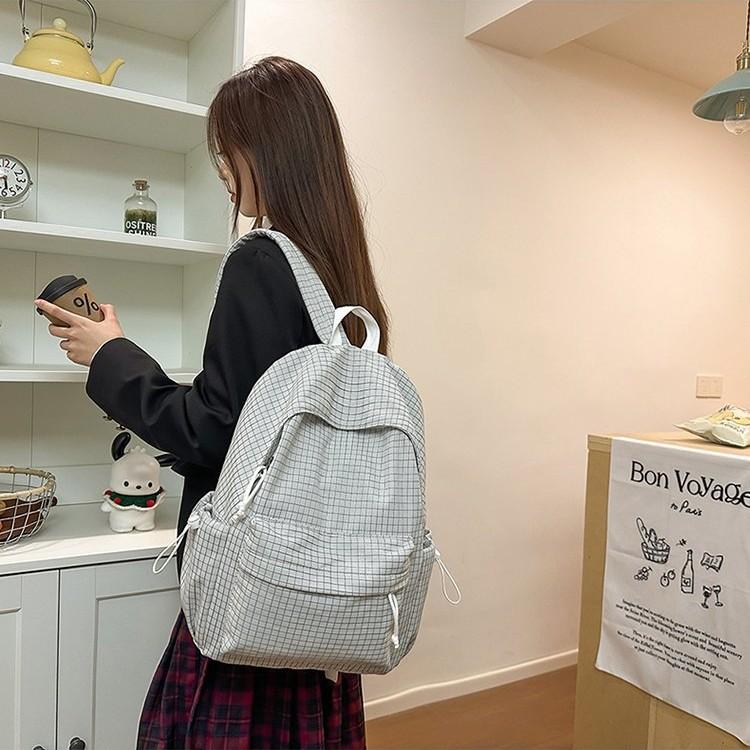 Schoolbag Japanese small fresh female ins Mori simple casual plaid versatile schoolbag junior high school college student backpack