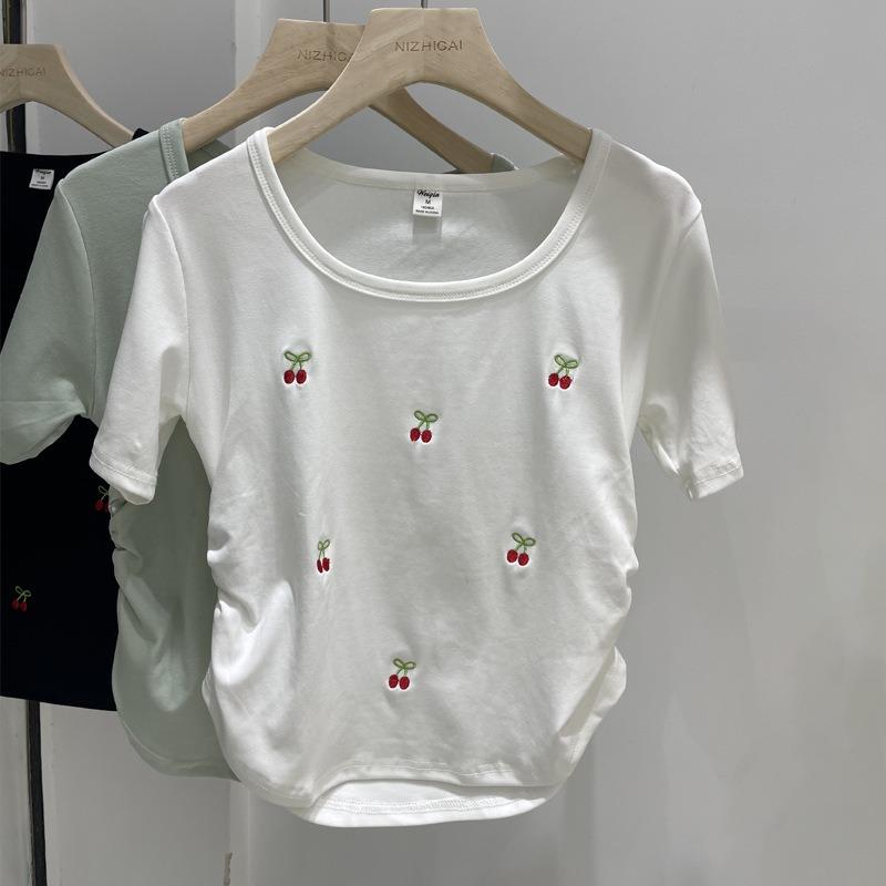 Summer New Sweet Loose T-shirt Slimming Embroidered Versatile High-end Women's Top
