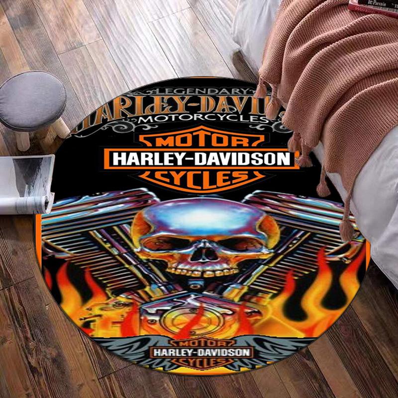 Harley-davidson Motorcycle Artwork Round Rug for Livingroom,Bedroom, Palyroom, Chair Rug, Area rug, Circle Carpet, Fan Christmas gift
